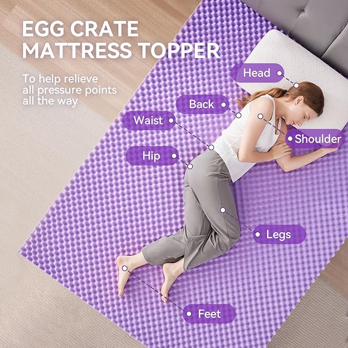SINWEEK 1.5 Inch Egg Crate Memory Foam Mattress Topper Twin Size, Soft Mattress - Image 2