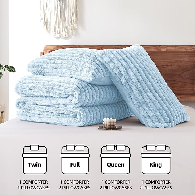 Smoofy Fluffy Full Size Comforter Sets 3 Pieces - Image 7