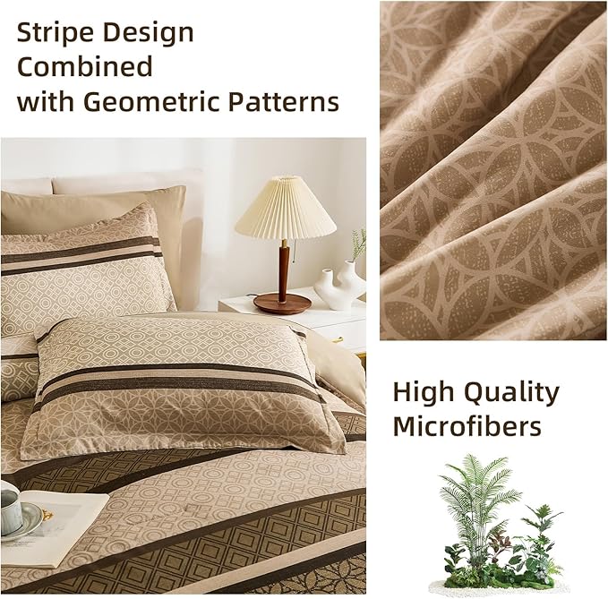 WONGS BEDDING 7 Pieces Comforter Set King Size, Minimalist Geometric Bohemian - Image 8