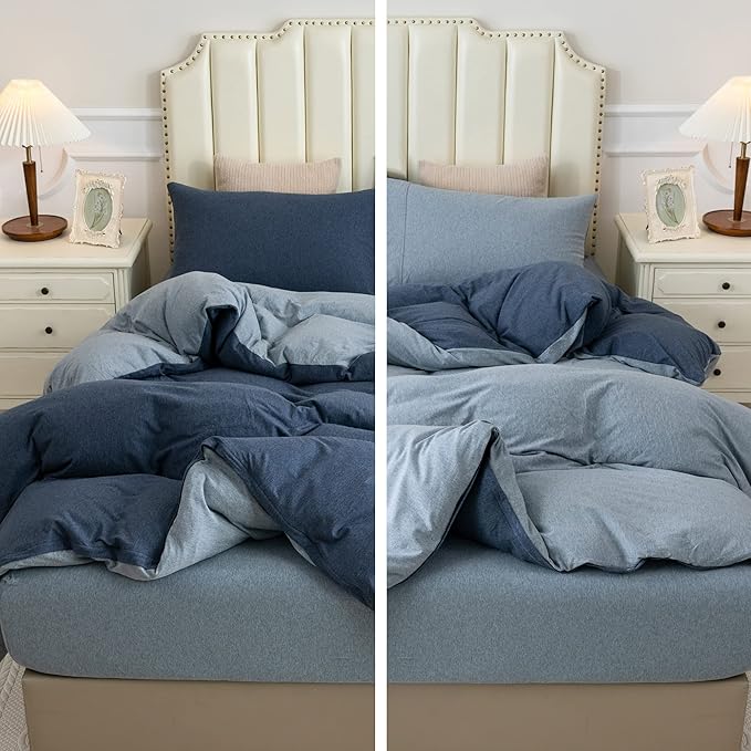 PURE ERA Jersey Knit Duvet Cover Set 100% T-Shirt Cotton Super Soft Comfy 3pc - Image 7