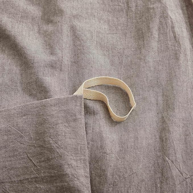 100% Cotton Duvet Cover Full Size, Mauve Brown Linen-Like Natural Bedding Set - Image 5