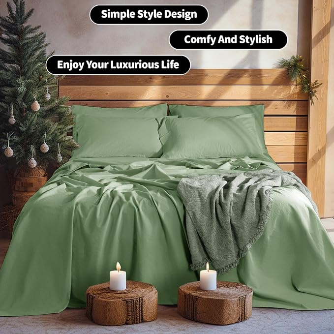 LBRO2M 100% Pure Linen Sheet Set Deep Pocket Up to 16" Bed Sheets Sets - Image 7