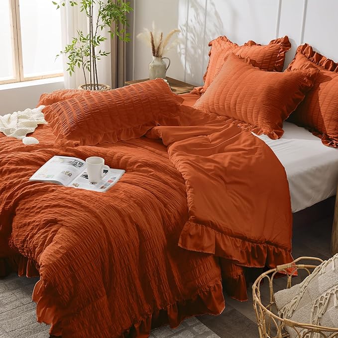 JOLLYVOGUE King Comforter Set, 3 Pieces Seersucker Comforters King Size - Image 8