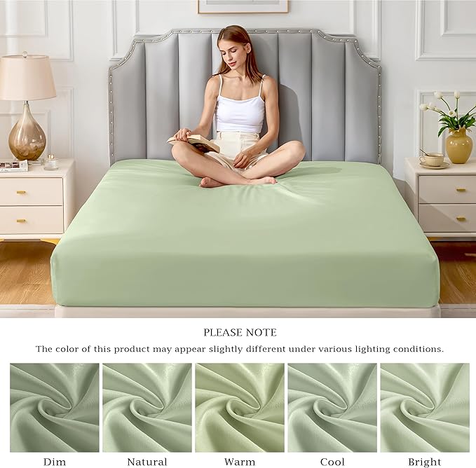FreshCulture Pure Cotton Fitted Sheets Twin Size, 300 Thread Count Percale - Image 7