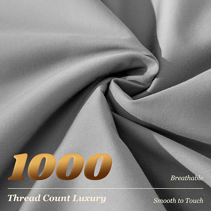 LBRO2M 100% Cotton Sheets Set Deep Pocket 24", 1000 Thread Count Queen Size 4 - Image 4