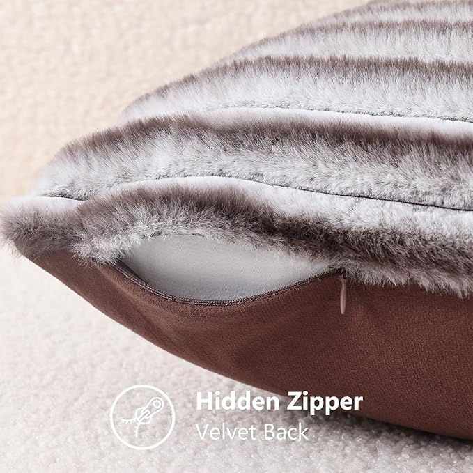 decorUhome Cozy Faux Fur Throw Pillow Covers 12x20 Set of 2 Decorative Soft - Image 8