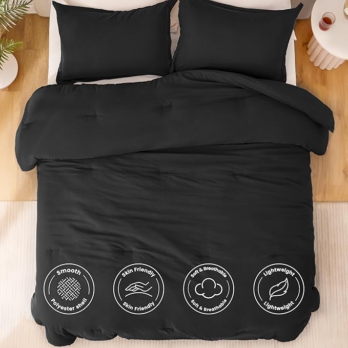 Love's cabin Black Twin/Twin XL Comforter Set, 2-Piece Prewashed Bed Set - Image 3