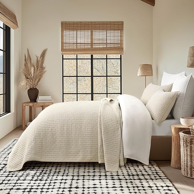 EVERGRACEHOME Cross Stitch Pre-Washed Cotton Quilt Bedding Set King Size - Image 3