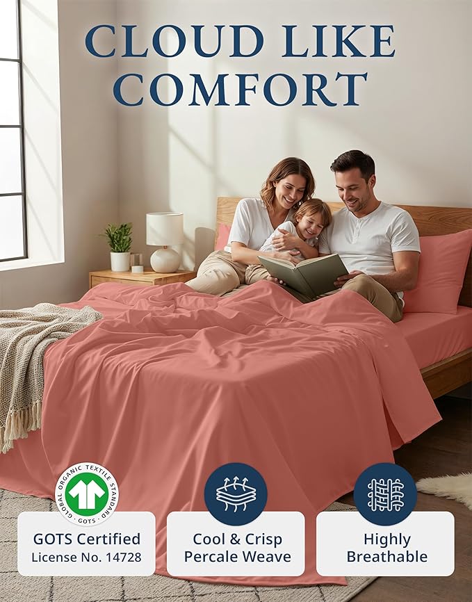 LANE LINEN 100% Organic Cotton Twin XL Sheets Set, 3-Piece Pure Organic Cotton - Image 2