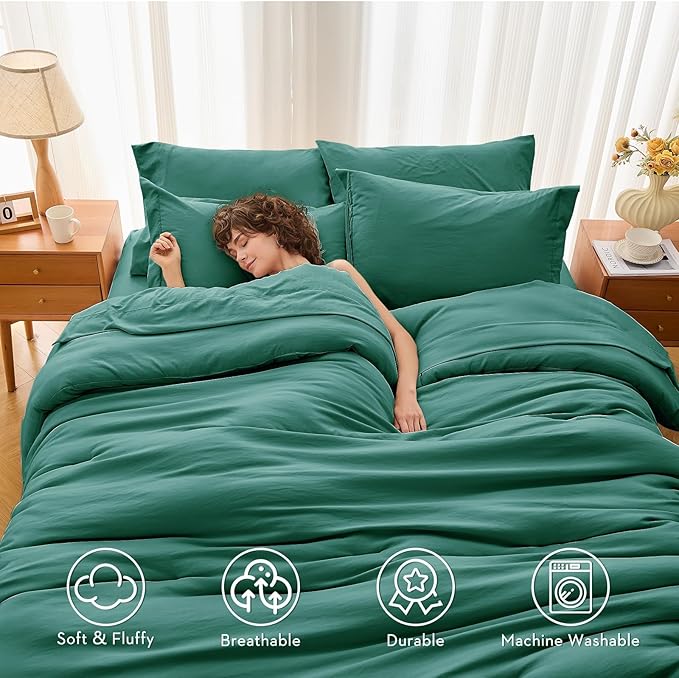 MUXHOMO 7 Pieces King Comforter Set, Soft Bed in a Bag King Size, All Season - Image 3