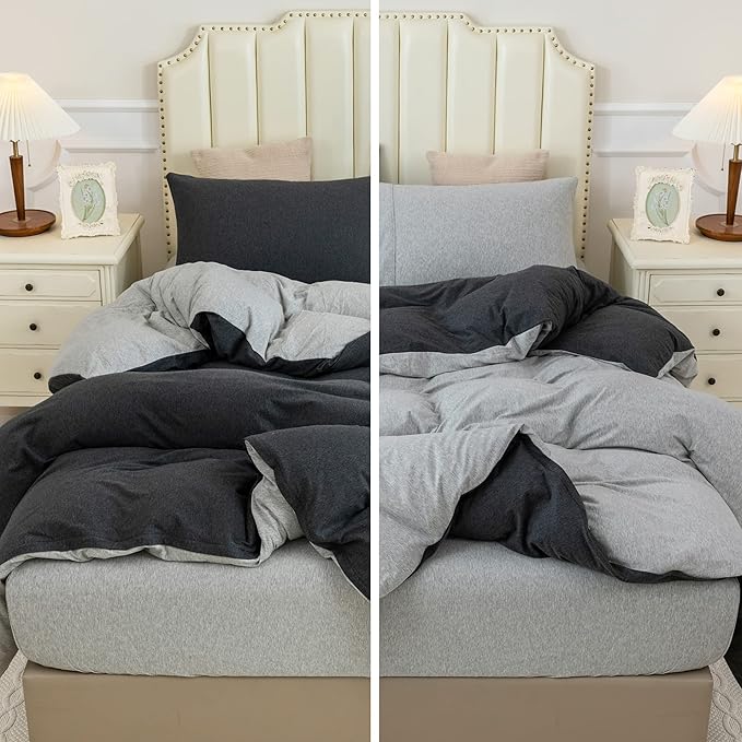 PURE ERA Jersey Knit Duvet Cover Set 100% T-Shirt Cotton Super Soft Comfy 3pc - Image 5