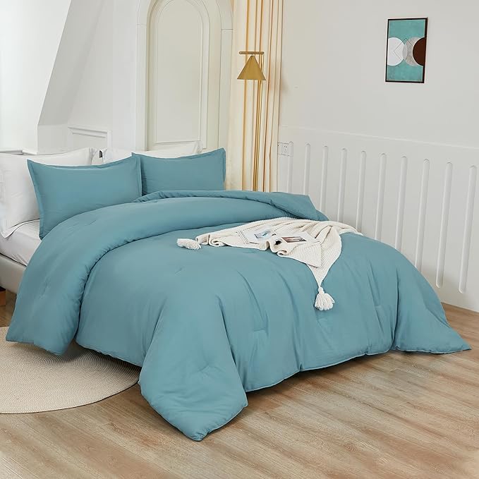 Litanika Twin XL Comforter Set Grayish Teal, 2 Pieces Extra Long Dorm Bedding - Image 5