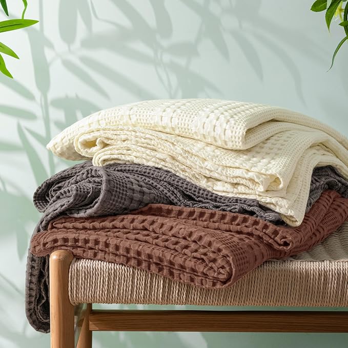 PHF Cooling Waffle Blanket King Size, Lightweight 60% Rayon from Bamboo & 40% - Image 6