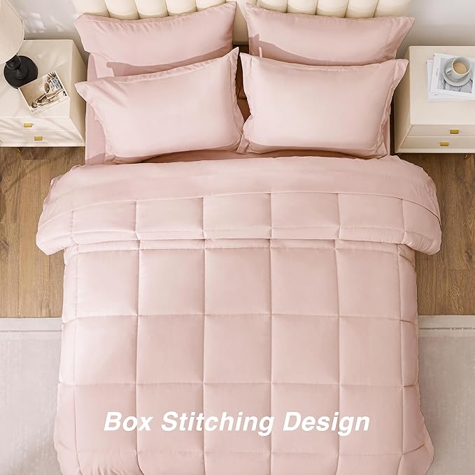 Love's cabin Full Comforter Set Blush Pink, 7 Pieces Full Bed in a Bag - Image 4