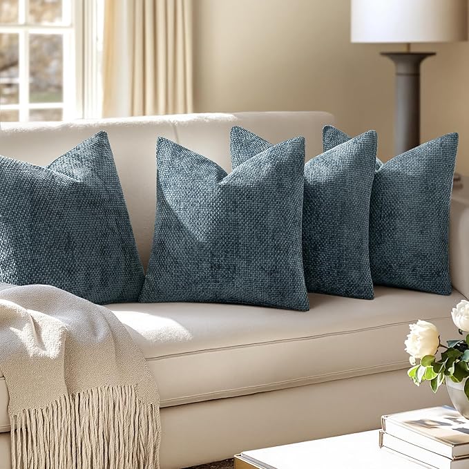 MIULEE Pack of 4 Couch Throw Pillow Covers 20x20 Inch Navy Blue Soft Decorative - Image 5