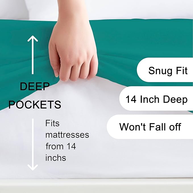 Hotella 100% Microfiber Full Size Fitted Sheet Only, Machine Washable and - Image 2