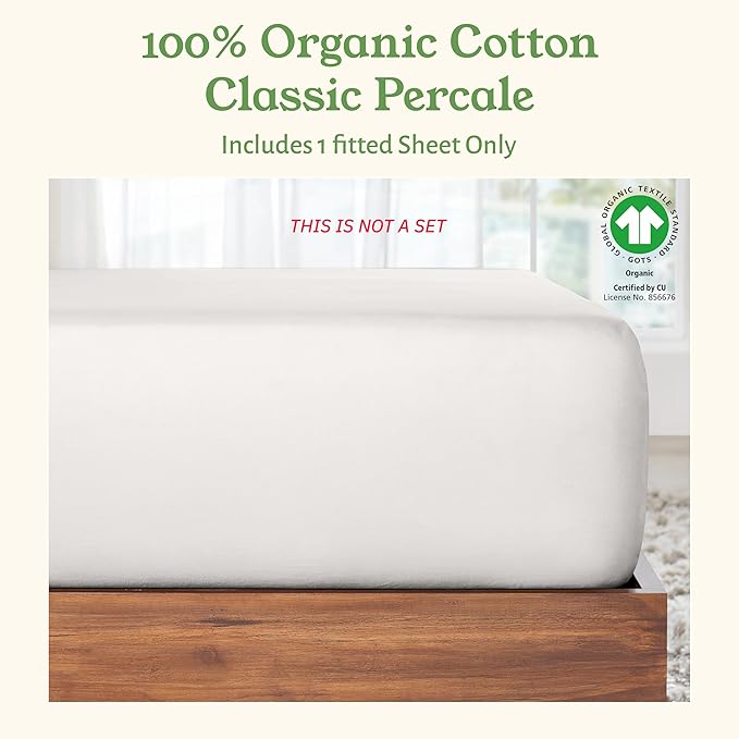 California Design Den 100% Organic Cotton Twin XL Fitted Sheet Only, Deep - Image 4