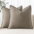 MIULEE Decorative Linen Pillow Covers 20x20 Inch Tan TaupeBoho Farmhouse by MIULEE
