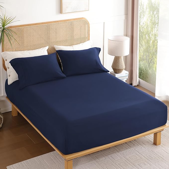 Twin Sheet Set 3 Piece, Wrinkle Free, Oeko-Tex Certified Bedsheets，Navy Blue - Image 7