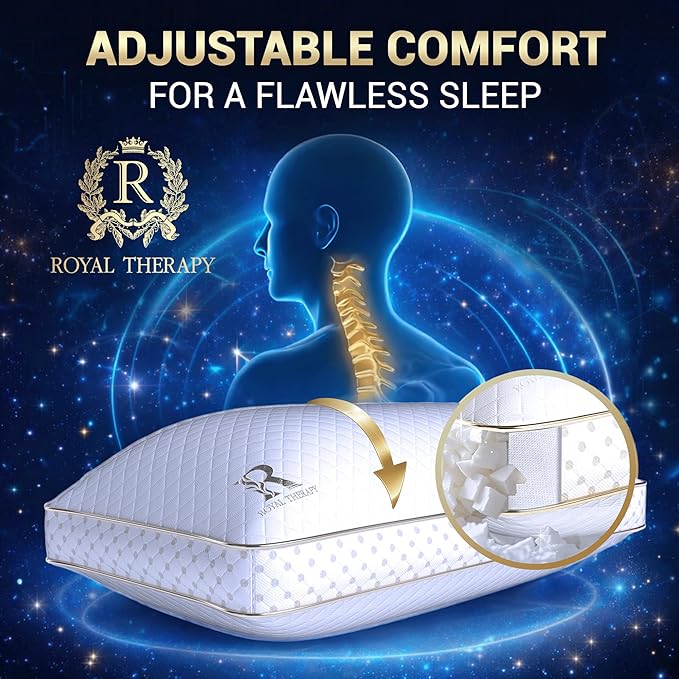 Royal Therapy 4-Pack Queen Memory Foam Pillow, Adjustable Shredded Odor-Free - Image 3