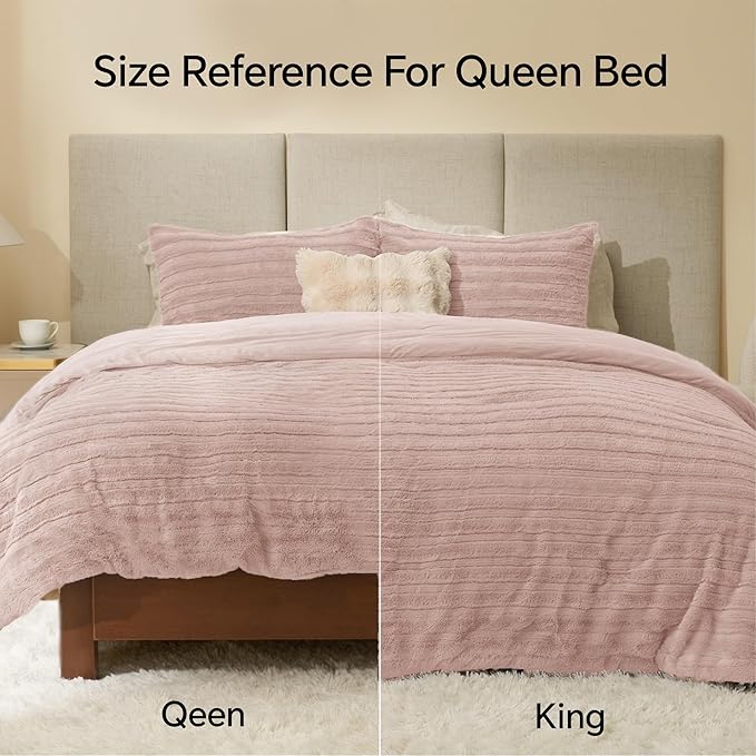 BEDELITE Fleece Twin Comforter Set -Super Soft & Warm Fluffy Pink Faux Fur - Image 5