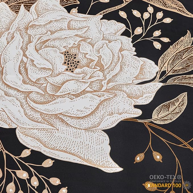 mixinni Black Floral Duvet Cover Full Size, 3 Pieces Garden Style Botanical - Image 5