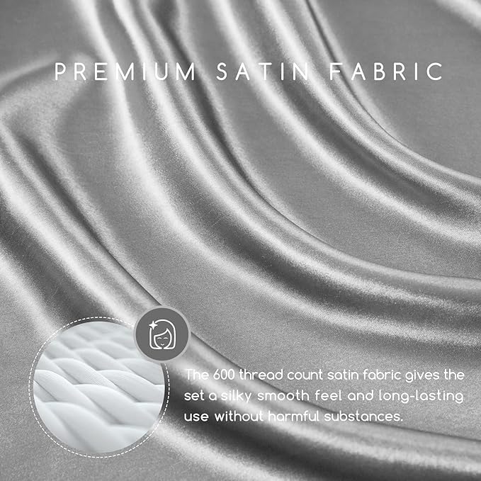 MR&HM Satin Bed Sheets, Twin XL Size Sheets Set - Image 2