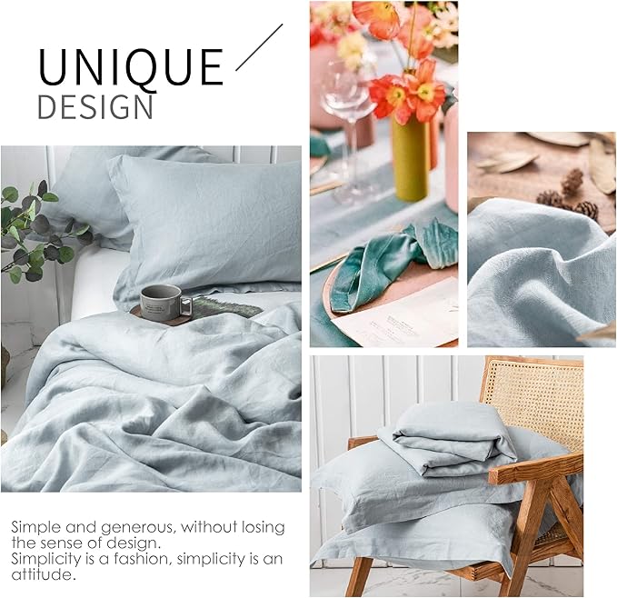 Simple&Opulence 100% Linen Duvet Cover Set 2pcs Basic Style Natural French - Image 5