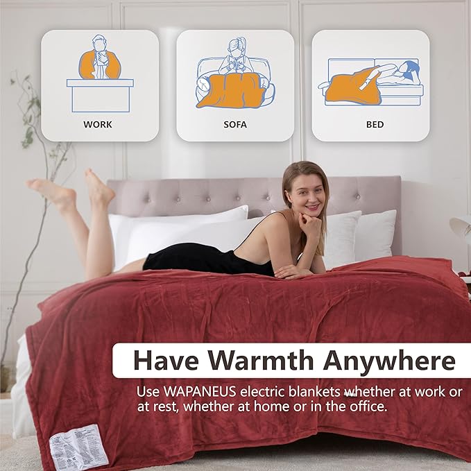 Wapaneus Foot Pocket Heated Blanket Electric Throw - Image 4