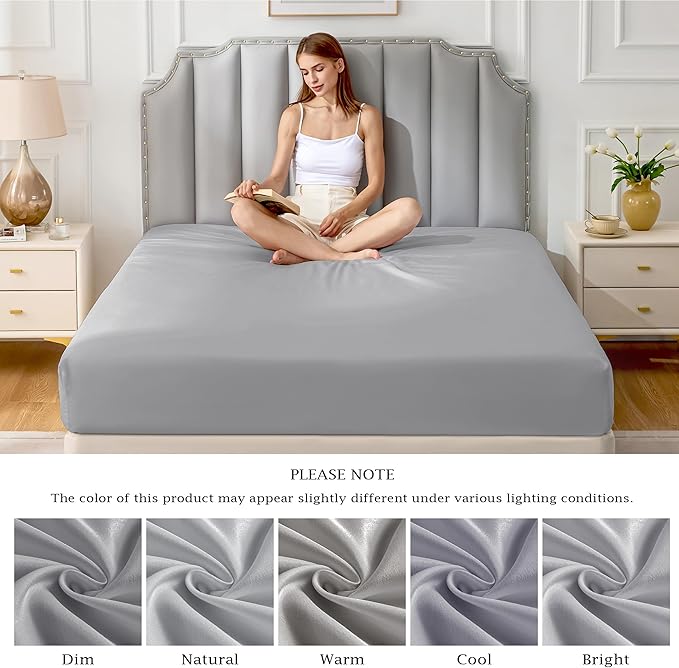 FreshCulture Pure Cotton Fitted Sheets Full Size, 300 Thread Count Percale - Image 7