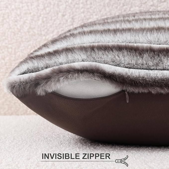 Pallene Faux Fur Plush Throw Pillow Covers 22x22 Set of 2, Luxury Soft Fluffy - Image 3