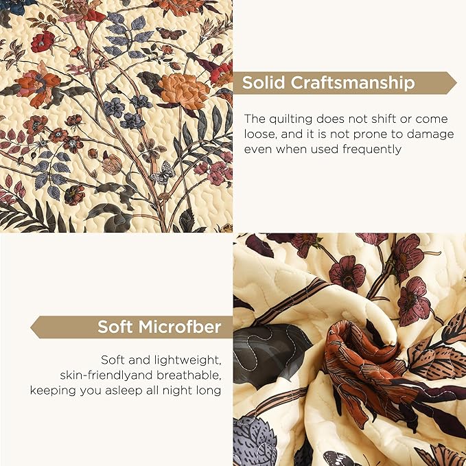 Litanika Floral Beige Quilt California King Size - Image 6