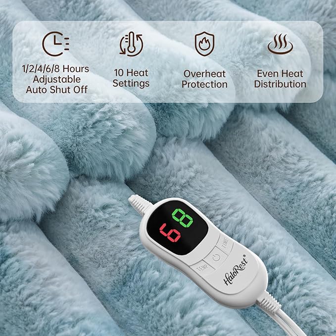 Heated Throw Blanket, Faux Fur Cozy Heating Blanket - Image 3