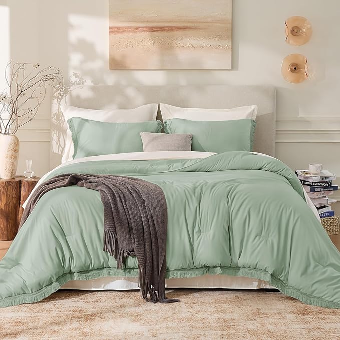 Andency Twin Comforter Set Sage Green, 2 Pieces Kids Comforter Sets - Image 2
