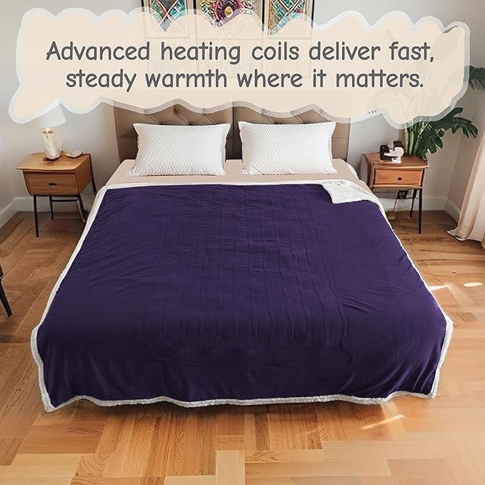 Electric Heated Blanket Full Size 72"x84", Soft Flannel - Image 8