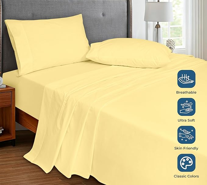 Royale Linens 100% Organic Cotton Twin XL Flat Sheet Only - Image 4