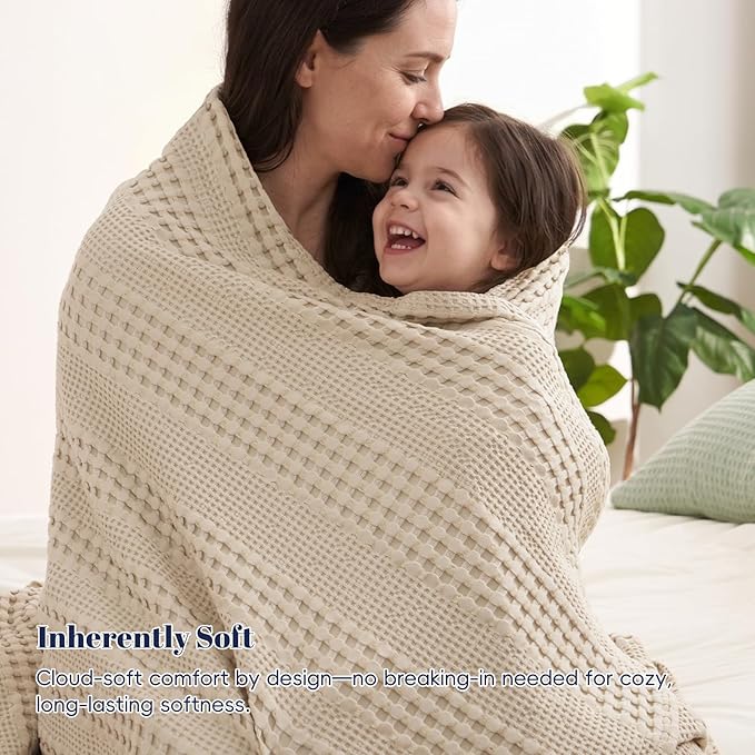 PHF Cooling Waffle Blanket Queen Size, Lightweight 60% Rayon from Bamboo & 40% - Image 6