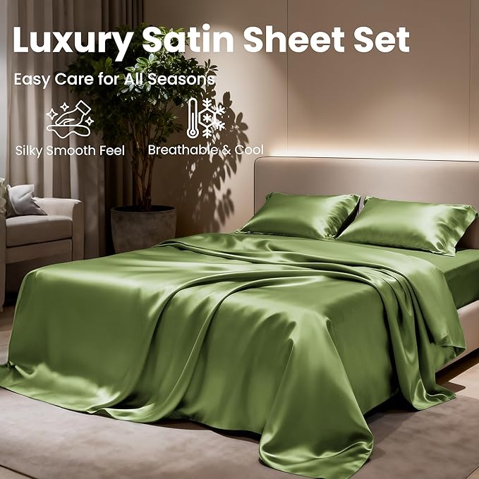 Love's cabin Satin Queen Bed Sheet Set - Image 8