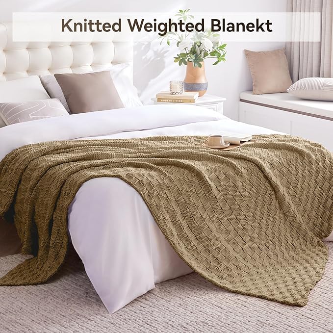 Knitted Weighted Blanket for Adult, No Beads Heavy Blanket 60” x 80'' 17lbs - Image 6
