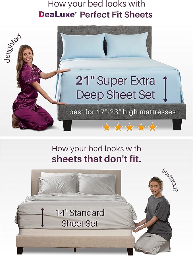 King Fitted Sheet King Size Fitted Sheet Only Deep Pocket – Real 16” Fitted Bed - Image 7