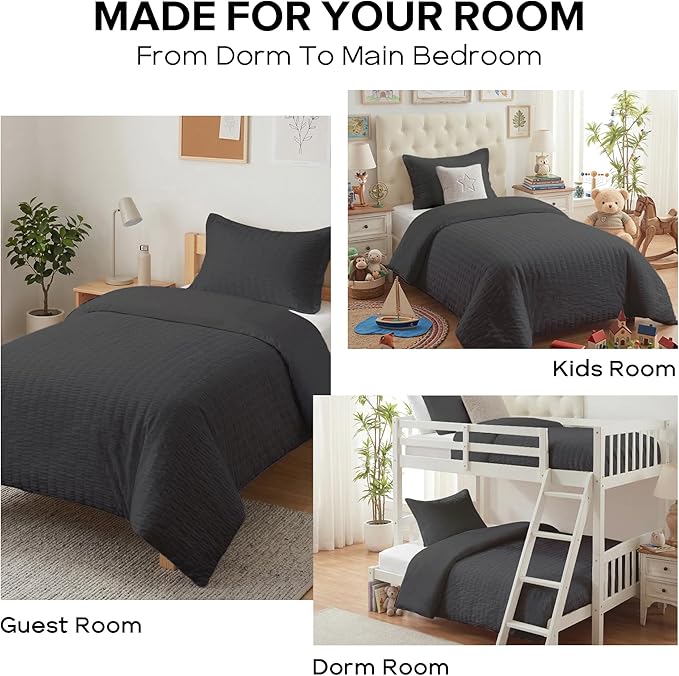 Cozyide Dark Grey Twin Duvet Cover, 2 Pieces Bedding Duvet Covers, Soft - Image 7