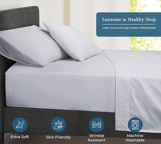 Royale Linen 400 Thread Count 100% American Grown Cotton Fitted Sheet Twin Size - Image 3