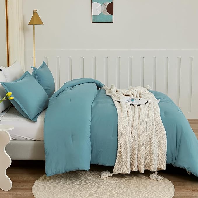 Litanika Oversized King Comforters Grayish Teal Super King Size, 3 Pieces - Image 7