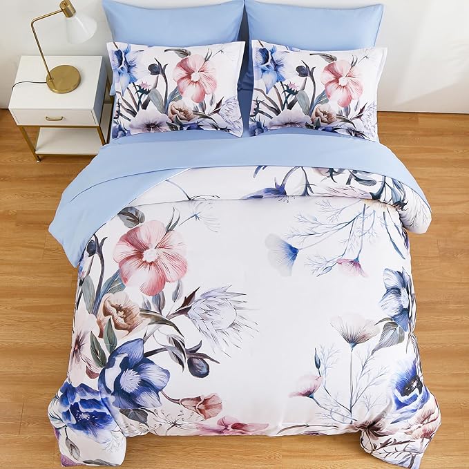 Luxudecor Floral Comforter Set Twin Size 5 Piece, Elegant Floral Comforter - Image 3