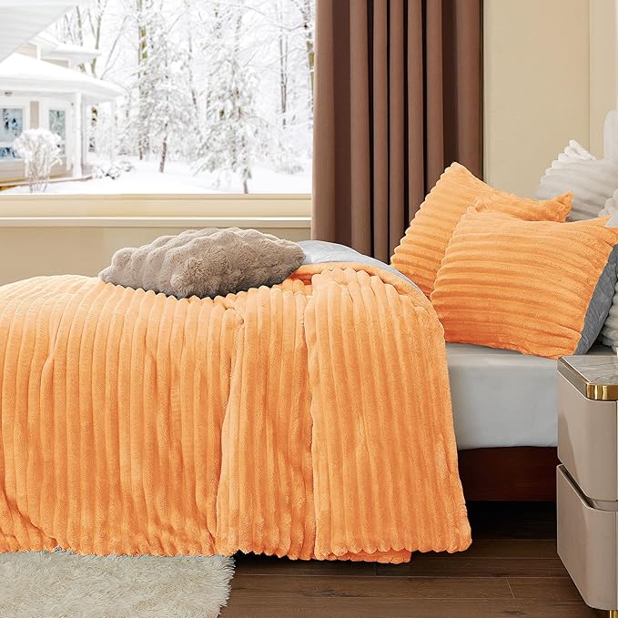 BEDELITE Fleece King Comforter Set -Super Soft & Warm Fluffy Coral Bedding - Image 5