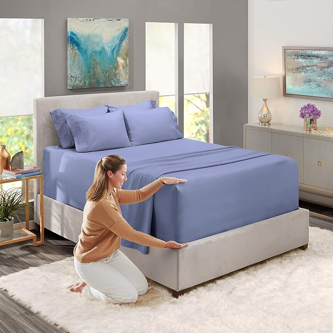 Hearth & Harbor Luxury Soft 6 Piece Bed Sheet Set Extra Deep Pocket Fitted - Image 3