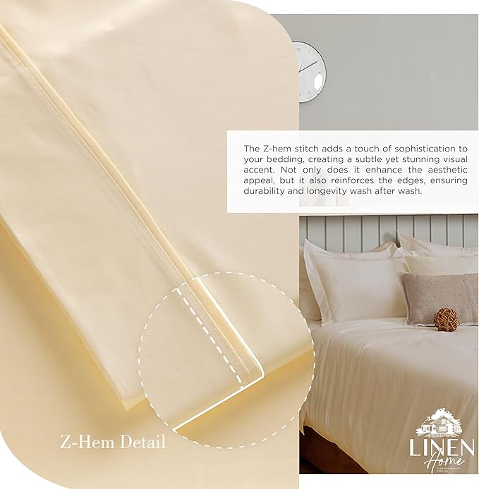 Linen Home 100% Cotton Percale Sheets California King Size, Deep Pocket - Image 3