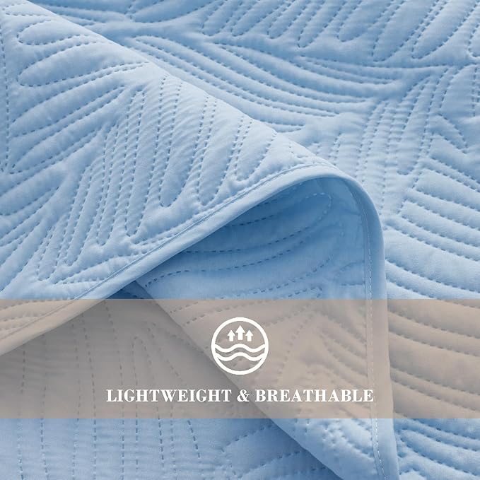 Exclusivo Mezcla Twin Quilt Bedding Set, Lightweight Sky Blue Quilts Twin Size - Image 5