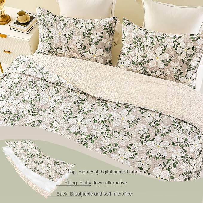 Whale Flotilla Reversible Printed Quilts Queen Size, Extra Soft Boho Floral - Image 4