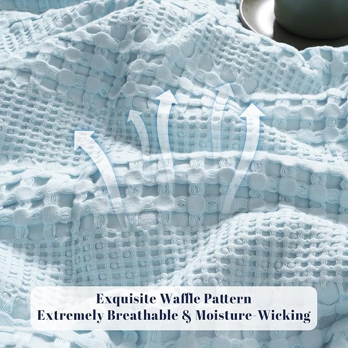 PHF Cooling Waffle Blanket Queen Size, Lightweight 60% Rayon from Bamboo & 40% - Image 4